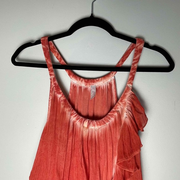 Free People Aphrodite Womens Orange Tie Dye Asymmetrical Boho Ruffle Dress XS - Picture 4 of 9
